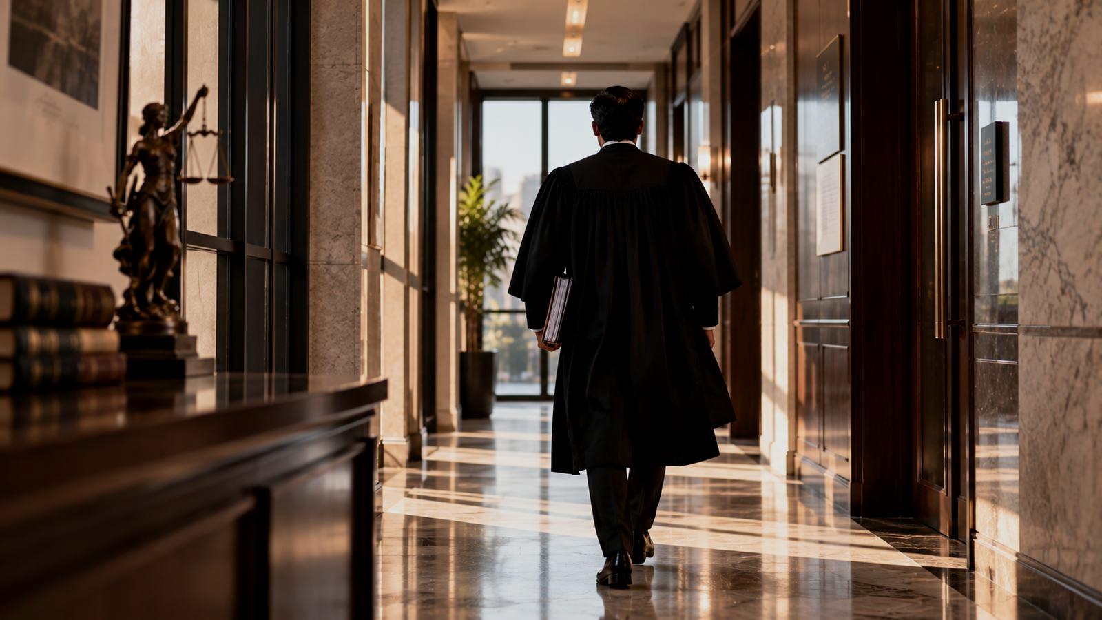An advocate walking to court