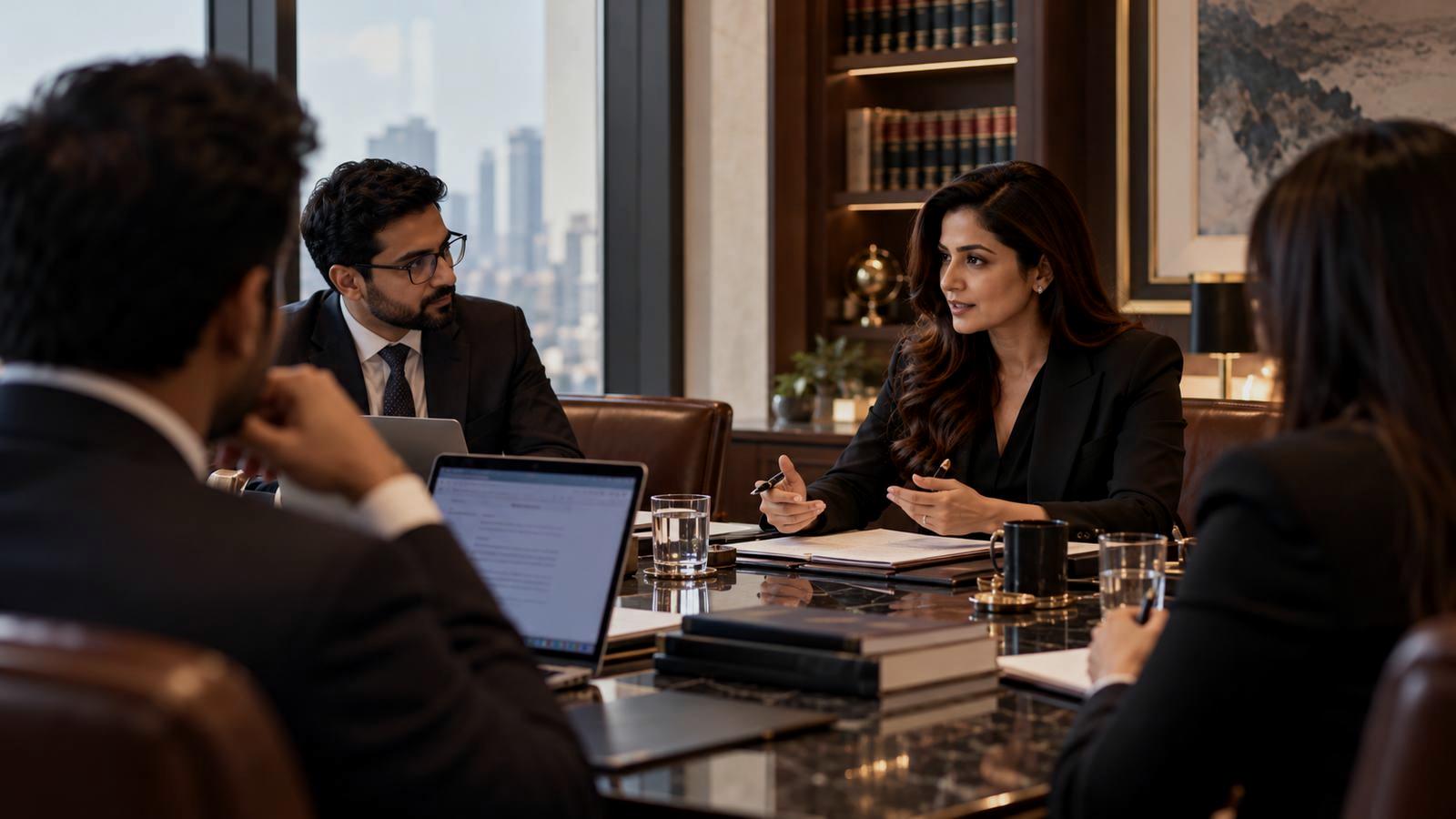 A partner leading a meeting